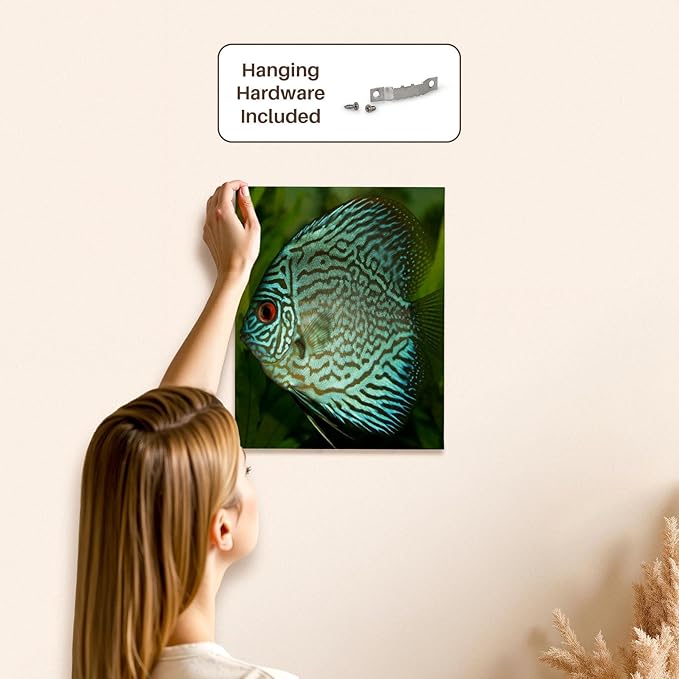 3dRose Blue Exotic Discus Fish Museum Grade Canvas Wrap 11x14