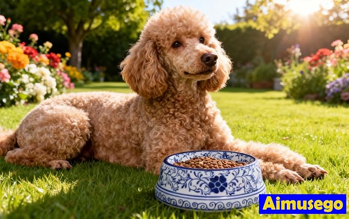 Aimusego Ceramic Dog Bowl 6.7" for Small Dogs and Cats Porcelain Chinoiserie Food and Water Bowls Dish for Pet, Pet Feeder Bowl, Microwave & Dishwasher Safe, Blue & White Floral