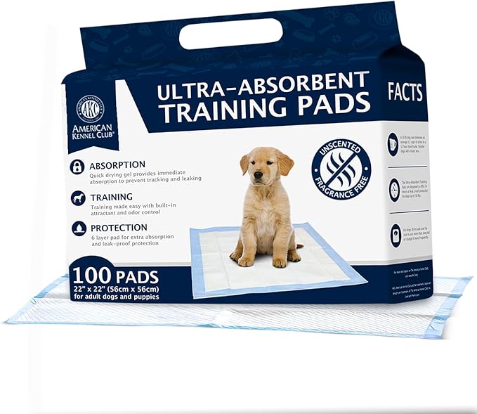 AKC Puppy Training Pads, 22" x 22", Unscented, 100 Count