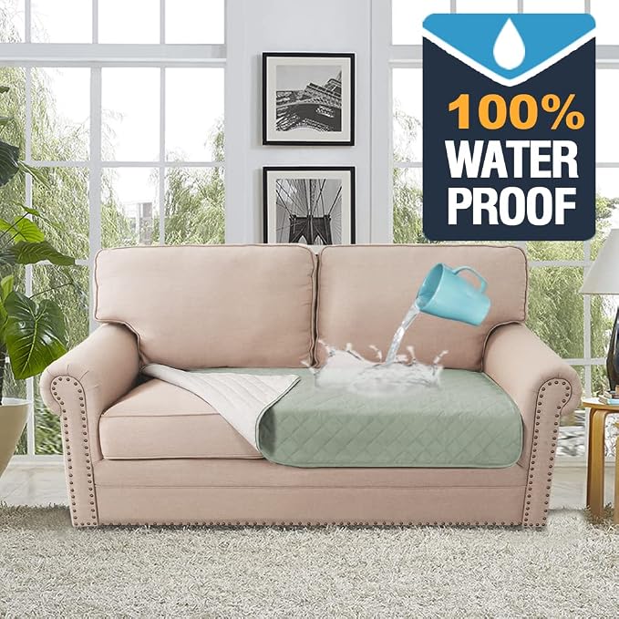 H.VERSAILTEX Couch Cover for Dogs Washable 100% Waterproof Sofa Cushion Cover Dog Bed Cover Non-Slip Pet Blanket for Sofa Cushion Protector, 35" x 62", Sage