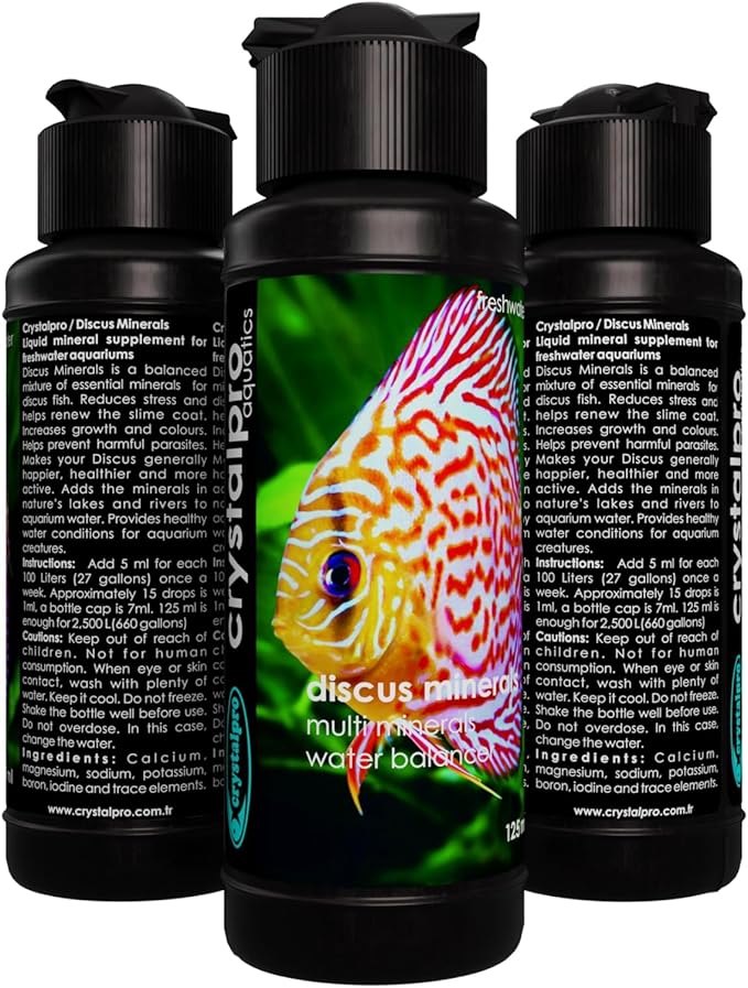 Discus Minerals 4.22 Oz Concentrated Mineral Additive for Discus Fish - Improves Discus Health, Helps Reduce Stress and Replenish Protective Coat - Freshwater Aquarium Salt Treats 660 Gallons