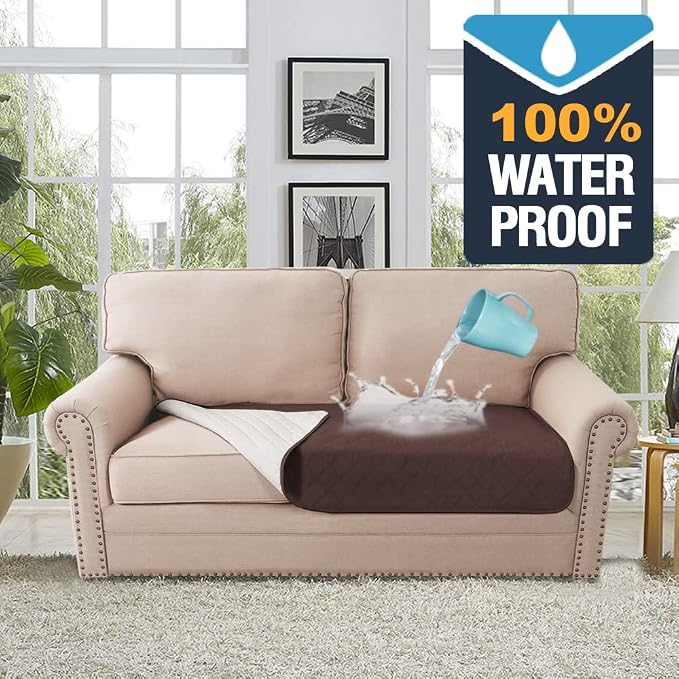 H.VERSAILTEX Couch Cover for Dogs Washable 100% Waterproof Sofa Cushion Cover Dog Bed Cover Non-Slip Pet Blanket for Sofa Cushion Protector, 35" x 62", Brown