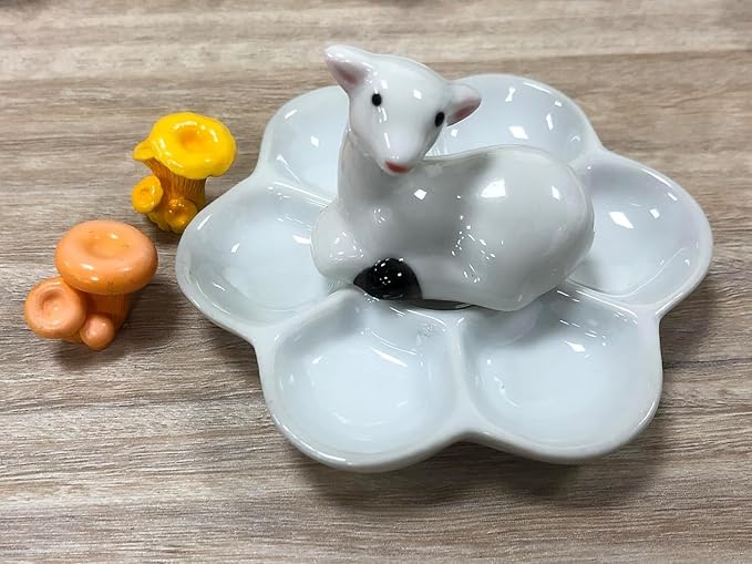 3.5" Hermit Crab Ceramic Food Dish,7 Compartments Ceramic Anti-turning Food & Water Bowl for Hermit Crab Tarantula Snail