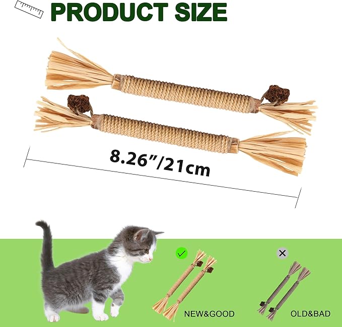 Silvervine Sticks for Cats (6 Pcs),Natural Catnip Sticks,Cats Chew Dental Treat,Cats Toy Wand Interactive, Catnip Toys,Teething Toys for Kittens, timber