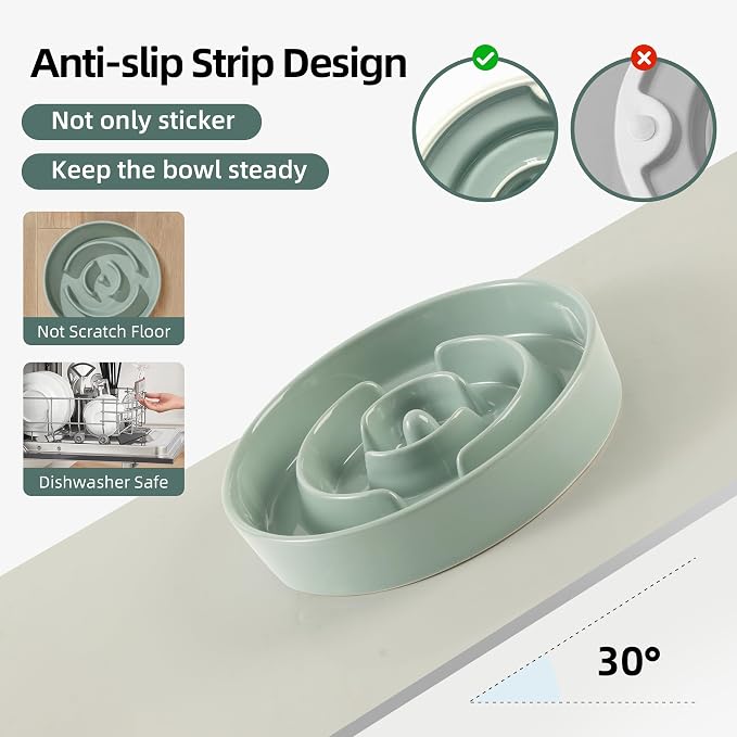 Havniva Dog Bowls Slow Feeder, Ceramic Slow Feeder Dog Bowls for Fast Eater | 1.2 Cups Dog Food Bowl Puzzle Feeder, Slow Feeding Bowls for Small & Medium Breed, Non-Slip Base, Anti-Choking