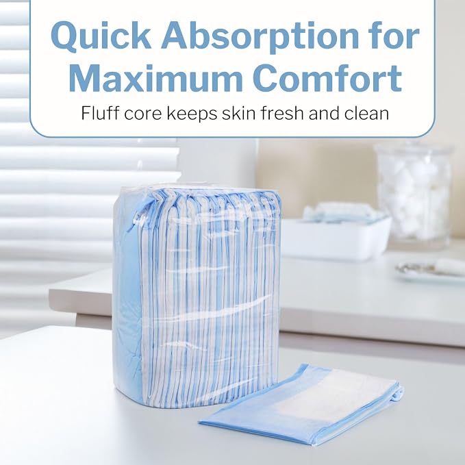 McKesson Underpads Bed Pads, Elderly, Light Absorbency, 23 x 36 in, 150 ct | and Baby, Pee Pads, Fluff