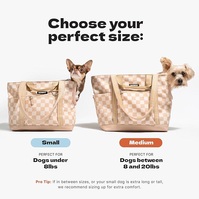 Transit Tote Dog Carrier for Small/Medium Dogs 8-20 lbs, 19x12x9 Soft-Sided 4-Pc Set with Waterproof Base, Plush Insert, Food Pouch, Mesh Head Opening - Medium, Sand