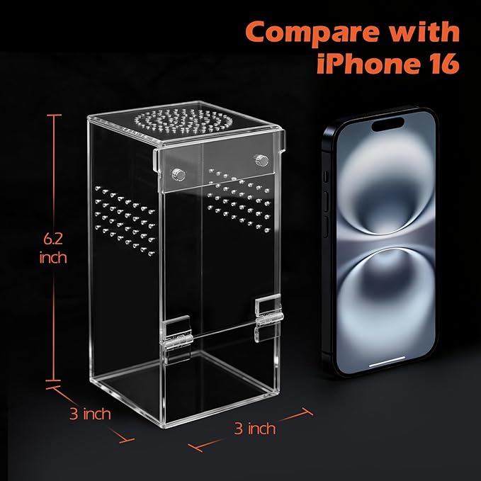 AZV Jumping Spider Enclosure Kit,Escape Proof Praying Mantis Habitat,Magnetic Door Arboreal Tarantula Cribs Ventilation Spider House,Complete Transparent Acrylic Snail Cage,Reptile Tank Bug Terrarium