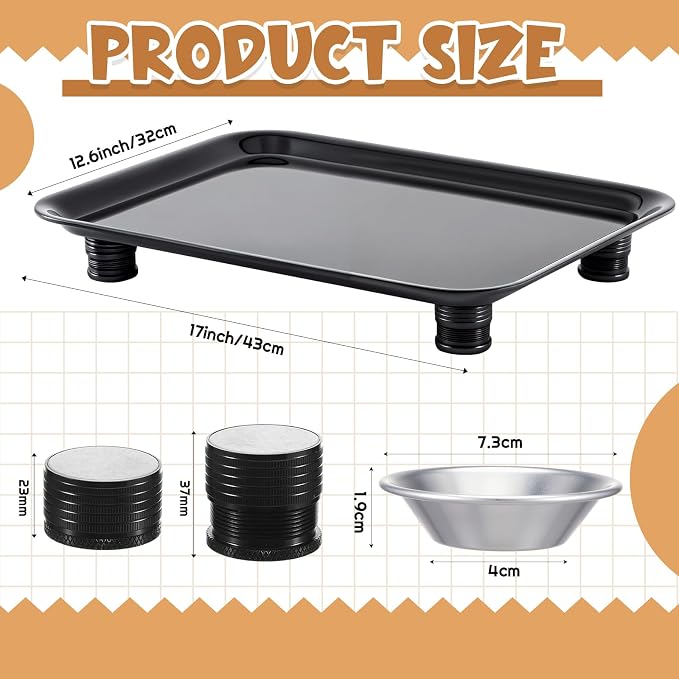 Marsui 17 in Anti-ant Cat and Dog Food Tray Set Include 1 Ant-Proof Tray and 4 Adjustable Height Stand 4 Water Cup for Crawling Pest Free Pet Outdoor Food Feeding Station Kitchen Sweets Anti-ant