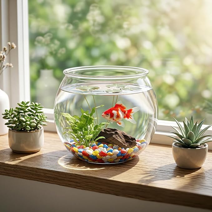Okllen 2 PCS 1 Gallon Fish Bowl, Round Clear Plastic Goldfish Betta Fish Bowl Fish Tank for Aquarium, Terrarium, Home décor, Flower Vase Centerpiece
