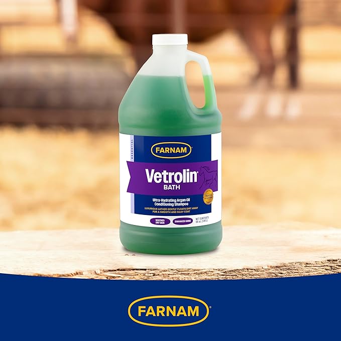 Farnam Vetrolin Bath, Ultra-Hydrating Argan Oil Conditioning Shampoo, Enhances Shine, Soothes Dry Skin, for Horses and Dogs, 64 oz.