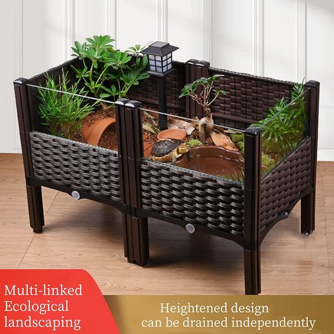 Elevated Turtle Habitat Box, Black Woven Design, 2-Tier Elevated Combination, with The Option to Increase The Number of Combinations, Turtle Habitat, Breeding Box