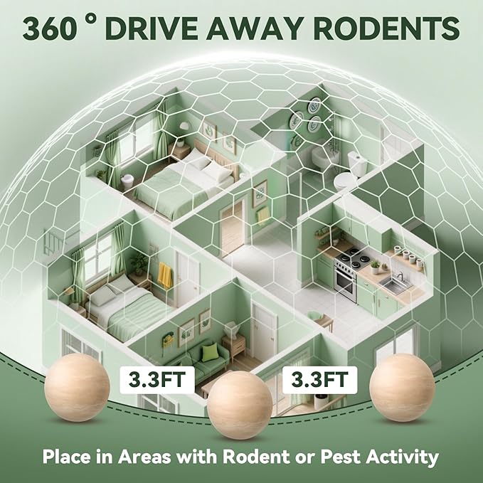 Rodent Repellent 35 Balls, Peppermint Oil Mouse Repellent Indoor & Outdoor Use, Natural Moth Balls for Rodent Mice Repellent for Home, Garage, Car, RV & Garden