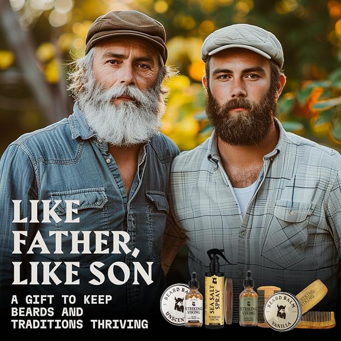 Striking Viking Grooming Kit - Premium Care Products for Men with Beard Shampoo, Oil, Balm Butter, Brush, Wooden Comb, Mustache Scissors & Toiletry Bag | Premium Care Products for Men with Beard Shampoo, Oil, Balm Butter, Brush, Wooden Comb, Mustache S...