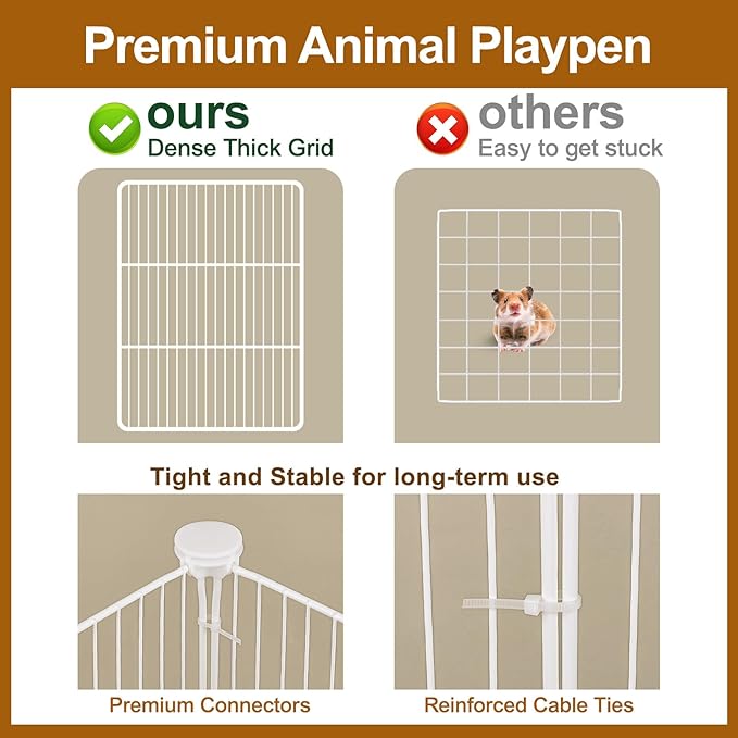 VISCOO 20 Panels Small Animal Playpen, Pet Playpen, C&C Cage for Guinea Pigs, Rabbit/Bunny Cage, Puppy Play Pen, Indoor Outdoor Portable Metal Wire Yard Fence(White)