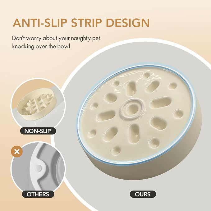 Havniva Dog Bowls Slow Feeder, Ceramic Slow Feeder Dog Bowls for Fast Eater | 1.6 Cups Dog Food Bowl Puzzle Feeder, Slow Feeding Bowls for Medium Breed, Non-Slip Base, Anti-Choking