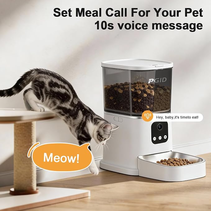 Automatic Cat Feeder,2.4G WiFi Automatic Dog Food Dispenser，Auto Dog Feeder with APP Control,5L Timed Auto Cats Food Dispenser w 2-Way Audio for Multiple Pet