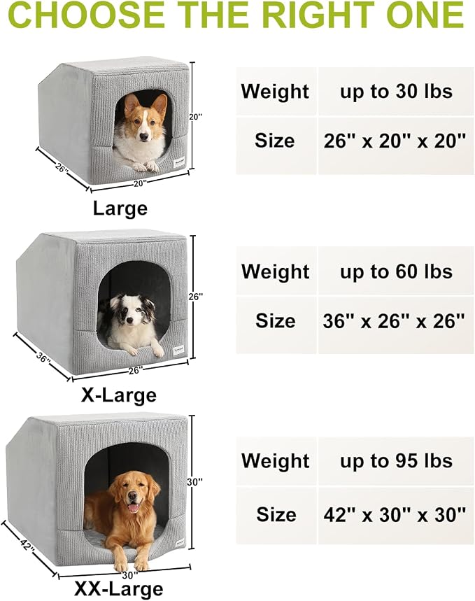 Hovicaed Indoor Dog House Small Sized Dog Tent with Dog Cave Bed 26x20ines | Covered Dog Bed With Washable Removable Cover-Pet Orthopedic Egg-Crate Foam Cushion Sturdy Frame For Inside Dog House