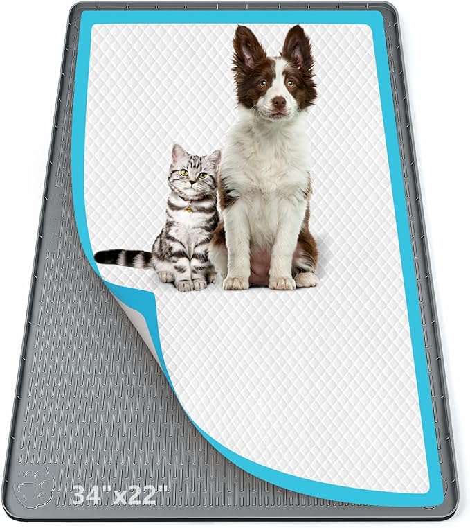 Pee Pad Holder for Dogs 34''x22'' Silicone Puppy Pee Pad Tray, Dark Grey | Extra Large Dog Potty Tray Leak-Proof, High Edge, No Spill Training Pads for Floor Protection, No Pee Pads