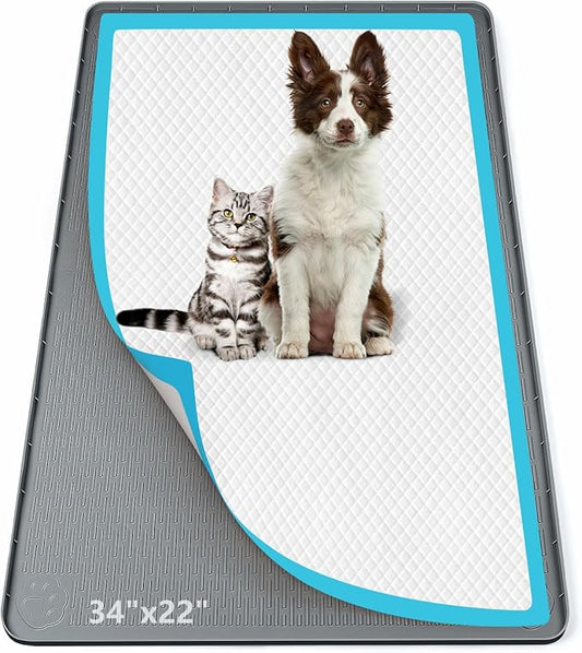 Pee Pad Holder for Dogs 34''x22'' Silicone Puppy Pee Pad Tray, Dark Grey | Extra Large Dog Potty Tray Leak-Proof, High Edge, No Spill Training Pads for Floor Protection, No Pee Pads