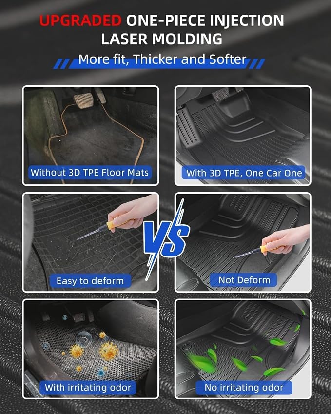 Floor Mats & Cargo Liner for 2024-2026 Hyundai Kona - Custom Fit Non-Slip All Weather Floor Liners & Cargo Liner Full Set for Hyundai Kona SEL/SE/N Line/Limited Accessories Black