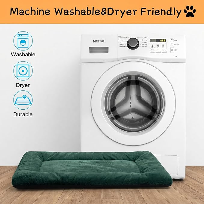 Dog Crate Pad Washable Dog Bed for Crate Medium Cozy Mat 36-Inch Green | Ultra Soft Kennel Pad,Anti-Slip Bottom,Fits for Most Metal Crates,Comfortable Sleeping Pet Mat