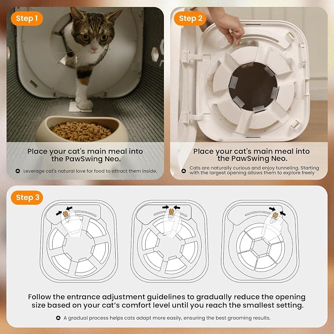 Neo Cat Self Groomer House with 6 Flexible Brushes and Food Bowl
