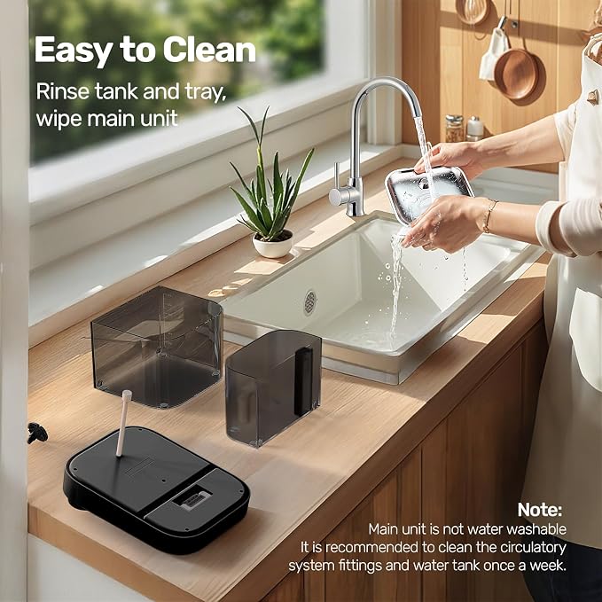 Cat Water Fountain, Wastewater Separation & No Filter Cotton, Pet Water Dispenser with 101oz/3L Large Capacity Tank, Wireless Automatic Water Fountains for Cats Indoor Cat Watering Supplies
