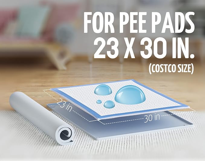Dog Pee Pad Holder Tray Fits for 30” x 23” Pee Pads - 1 Pack - Sky Grey | Corner Lock Holes, Raised Edges, Non-Spill, Easy to Clean Silicone Dog Potty Tray Holder, For Indoor Floor Protection