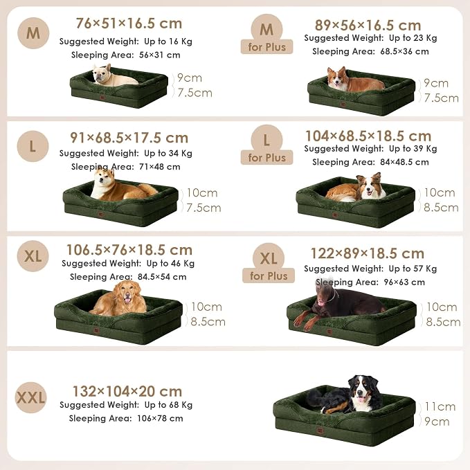 EHEYCIGA Orthopedic XXL Dog Bed for Large Dog, Memory Foam Dog Couch, Dark Green