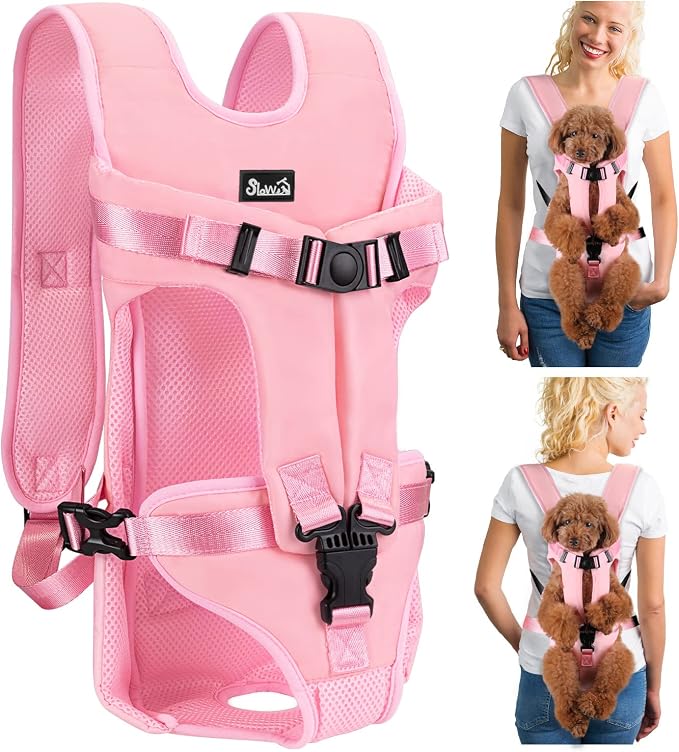 Lukovee Dog Backpack Carrier, Adjustable Front Carrier for Small Breeds | Legs Out Easy-fit, Hands Free, Lightweight, Dog Chest Pack for Hiking Travel Cycling Outdoor (PI,Small)
