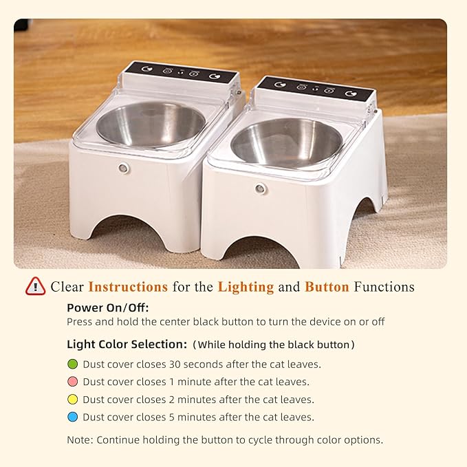 Dustproof Wireless Infrared Sensor Flip Top Cat Food Bowl - Automatic Cat Feeder for Indoor & Camping, Elevated, No Spill, Non-Slip, Raised Stainless Steel Food & Water Dog Bowl
