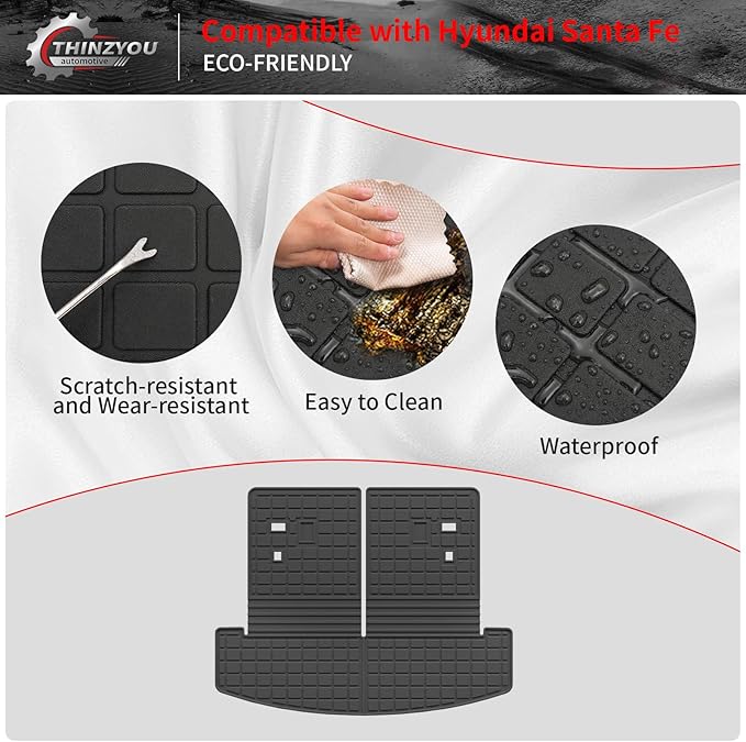 Cargo Mat Compatible with 2024 2025 2026 Hyundai Santa Fe Trunk Liner Cargo Liner TPE All Weather Back Seat Cover Protector Santa Fe Accessories (2024-2026,Trunk Mat with Backrest Mat)