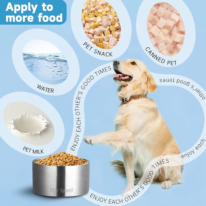 StarSpeed 200oz Extra Large Insulated Stainless Steel Dog Bowls(Silver | Insulated Dog Bowl,Non-BPA Dog Water Bowl,Drop Resistant,Non-Slip Rubber Bottom,Heavy-Duty