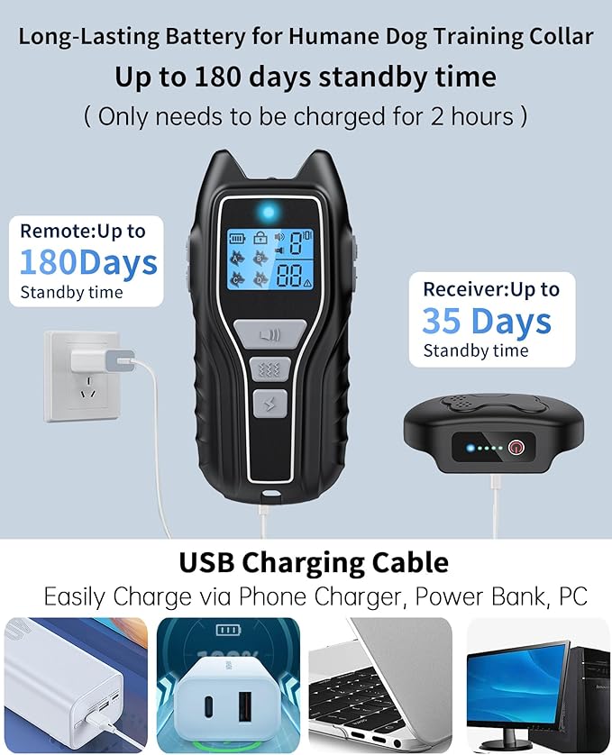 Dog Training Collar with Remote, Waterproof IPX7 E Collar for Dogs, Beep and Vibration Modes, Safe and Humane Training, 2000FT Range, Rechargeable, Fits Small Medium Large Dogs 15–120 lbs (Gry)