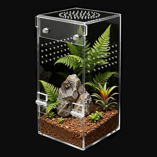 Jumping Spider Enclosure,Escape Proof Reptile Tank,Transparent Acrylic Complete Bug Habitat,Praying Mantis Terrariums,Arboreal Tarantula Cribs Cage,Insect Starter Container,Single Cylinder