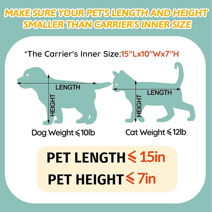 Small Pet Carrier 17" L x 12" W x 8.5" H Airline Approved, Black | for JetBlue/Frontier/Spirit Airlines, Lockable Safety Zippers and Anti-Scratch Mesh, Pets Under 8 lbs