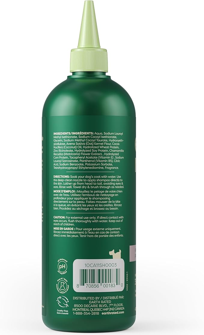 Earth Rated Dog Detangler Shampoo & Conditioner, Hypoallergenic 3-in-1 for Dogs & Puppies, Deodorizing, 98.5% Natural Origin Ingredients, for Doodles & Poodles, 16 oz