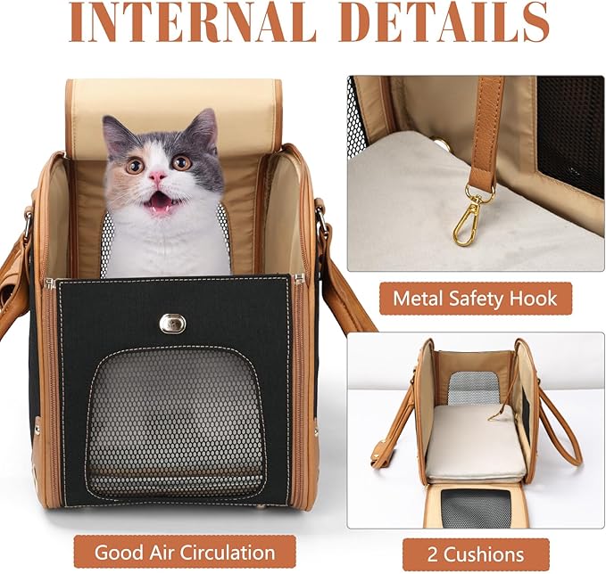 Dog Carrier Purse, Pet Carrier, Foldable Waterproof Premium Nylon Pet Travel Portable Bag Carrier for Cat and Small Dog Home/Outdoor Medium Black