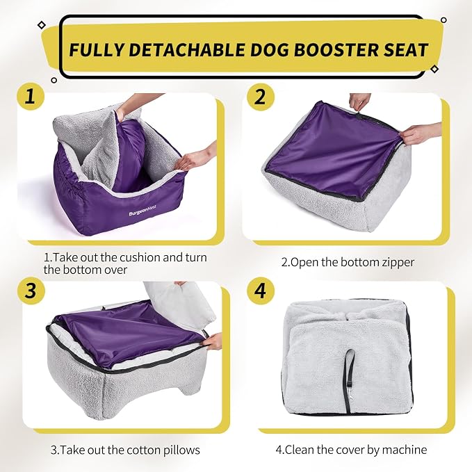 Dog Car Seat for Small Dogs & Cats Under 25 lbs, Purple