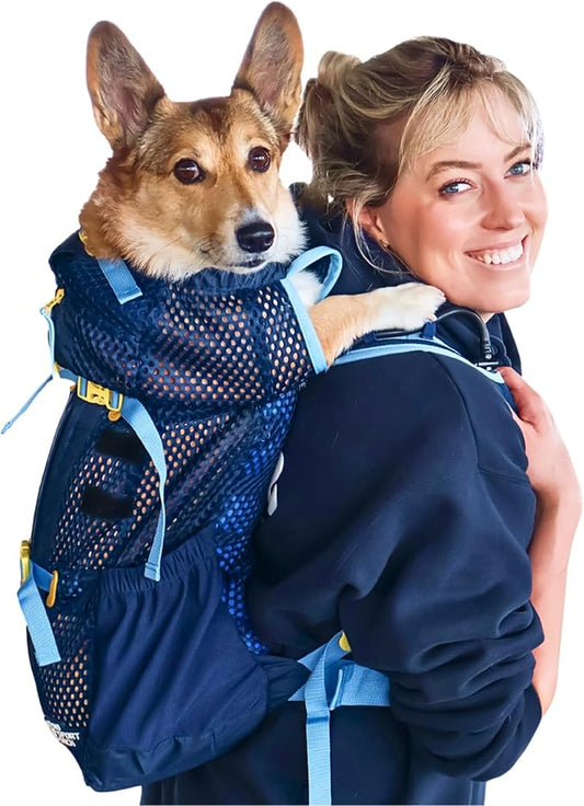 K9 Sport Sack Kloud - Medium, Blue - Ideal for Dogs with 17-19” Back Length - Ultra-Light Mesh Backpack Carrier with Inflatable Frame