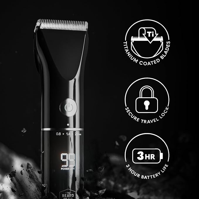 Beard Club Mens Grooming Kit & Beard Trimmer for Men - Professional Cordless Electric Hair & Moustache Trimmer, Straight Razor, Shampoo, Balm, Brush & Comb - Grooming Kit Gift Set