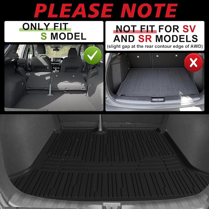 TripleAliners Trunk Mat All Weather Liners Compatible with 2025 2026 Nissan Kicks Interior Accessories Custom Fit Anti-Slip TPE Full Coverage Protection Rear Trunk Floor Mat (S Trim Level ONLY)