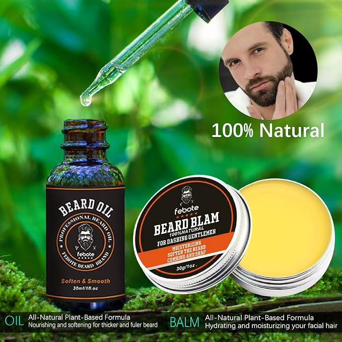 Beard Straightener Kit for Man- Heated Grooming Beard Brush, Beard Balm,Comb,Beard Growth Oil, Value Gift Set for Fathers Day,No-Scald,for Soft,Thick,Curly Beard,Prevent Damage