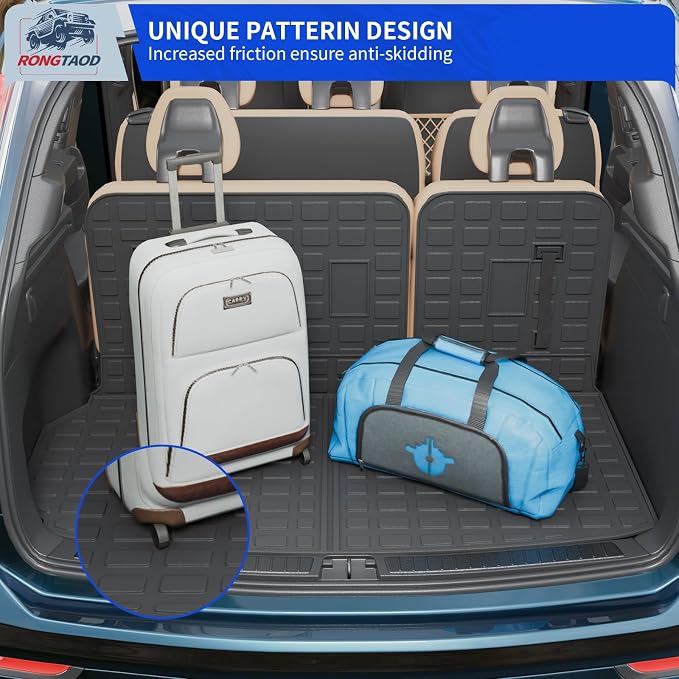 Rongtaod Floor Mats Compatible with 2024 2025 2026 Chevrolet Traverse 7 Seater Captain Chairs (NO Limited) Sub Trunk Mat Trunk Liner Cargo Liner Cargo Mat Chevy Traverse Accessories (Set of 10)