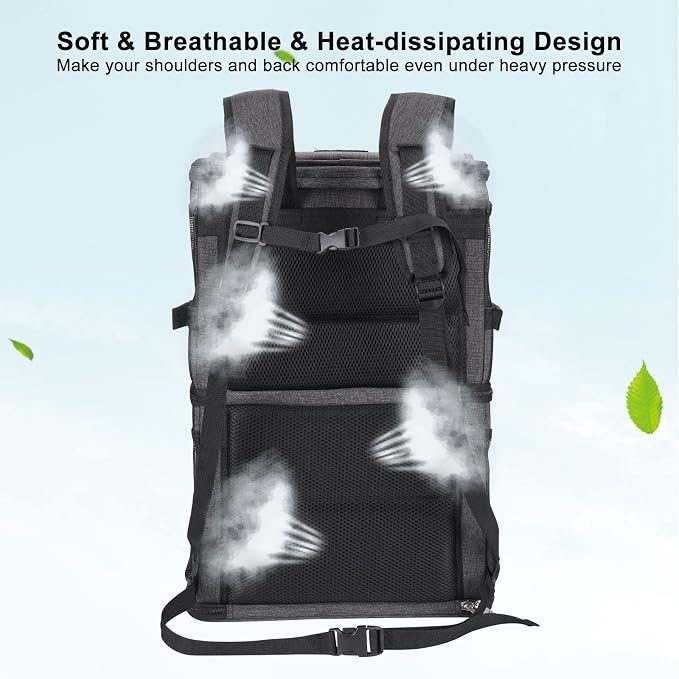 2-in-1 Double Pet Carrier Backpack for Small Cats & Dogs, Black | Portable Pet Travel Carrier with Super Ventilated Design, Ideal for Hiking, Camping and Outdoor Adventures