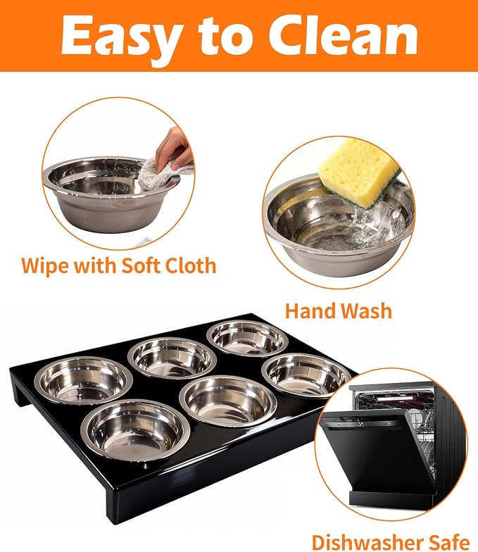 Puppy Feeding System 6 Litter Multiple Dog Bowl Feeder with Metal Stand Puppy Feeder Station, Weaning Dish Puppy's Feeding Ideal for Breeders, Litters & Weaning