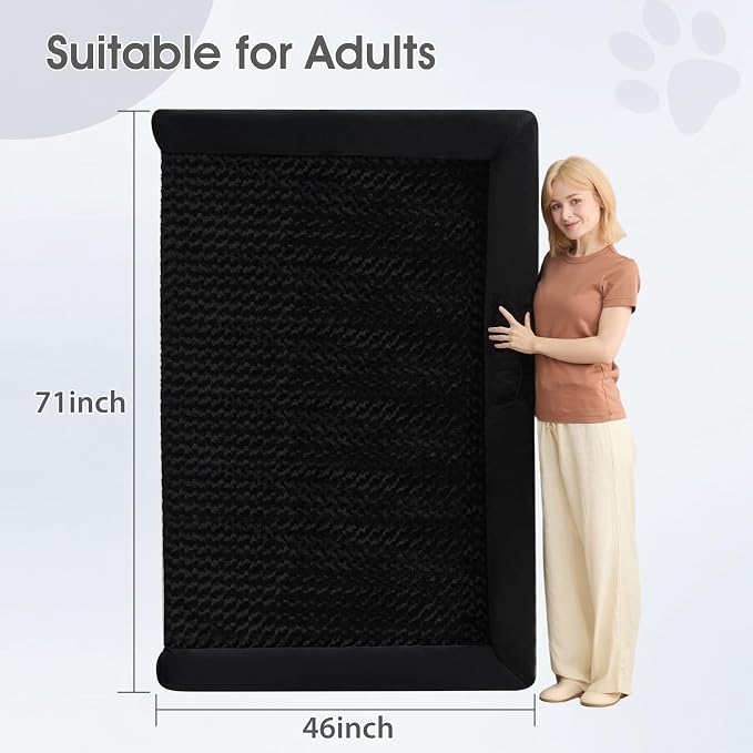 BFPETHOME Orthopedic Washable Human Dog Bed for Adult & Dog Cozy Sleep | Human Size Waterproof Big Soft Pet Couch Bed for Adult & Dogs Relax with Removable Cover Supportive Foam Black 71x46 Inch