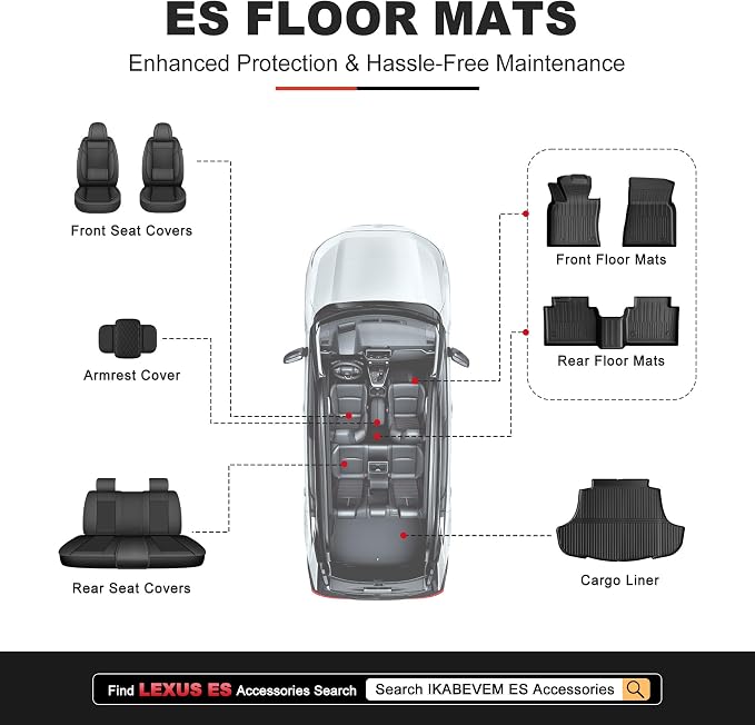 Custom Fit Floor Mats and Cargo Mat for Lexus ES 2019-2024 (ES350/ES300h) & 2025 ES300h - All Weather Protection