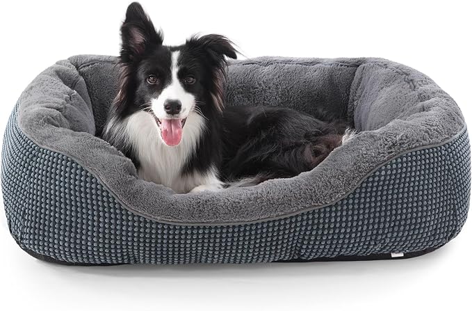 Dog Bed Medium Size, Orthopedic Warming Soft Calming Sleeping Puppy Bed Durable Pet Bed with Anti-Slip Bottom M(30"x24"x9")